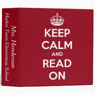 Keep Calm and Read On Red Personalized Binder