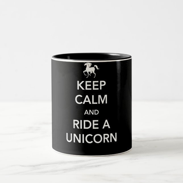 Keep Calm and Ride a Unicorn Two-Tone Coffee Mug (Center)