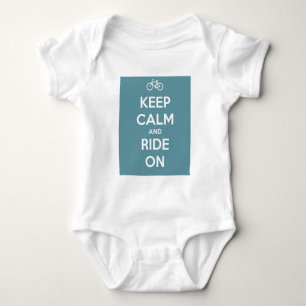 Keep Calm and Ride On Blue Baby Bodysuit