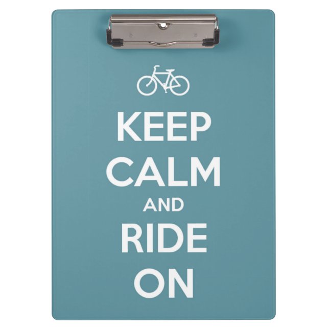 Keep Calm and Ride On Blue Personalized Clipboard (Front)