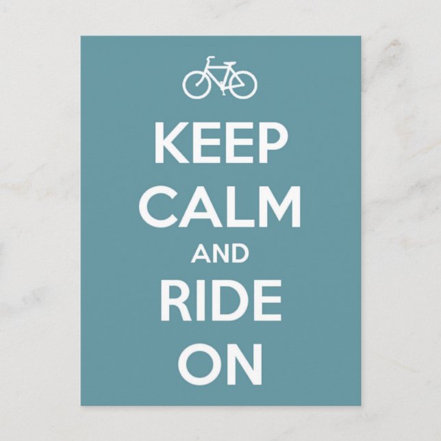 Keep Calm and Ride On Blue Postcard (Front)