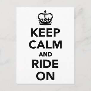 Keep calm and ride on postcard