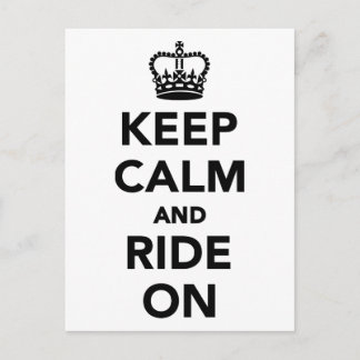 Keep calm and ride on postcard