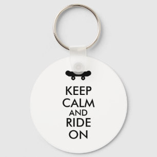 Keep Calm and Ride On Skateboarding Rider Custom Keychain