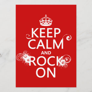 Keep Calm and Rock On (any background colour) Invitation
