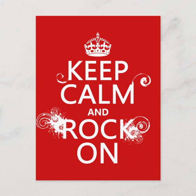 Keep Calm and Rock On (any background colour) Postcard (Front)