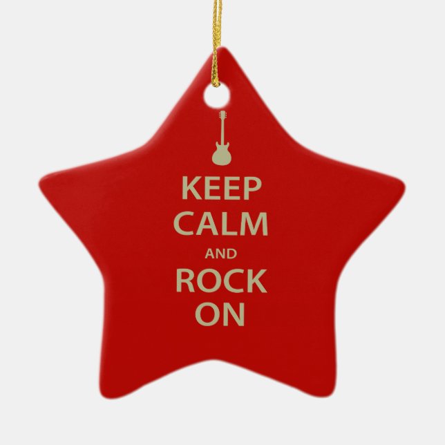 Keep Calm and Rock On! Ceramic Ornament (Front)