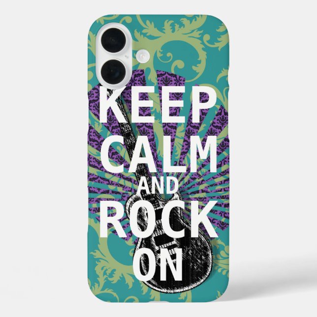 KEEP CALM AND ROCK ON change teal any colour Case-Mate iPhone Case (Back)