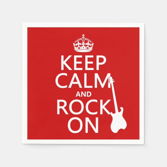 Keep Calm and Rock On (guitar)(any colour) Napkin (Front)