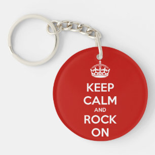 Keep Calm and Rock On Keychain