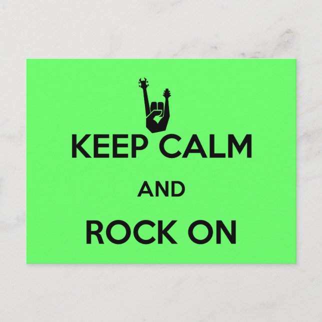 Keep calm and rock on postcard (Front)