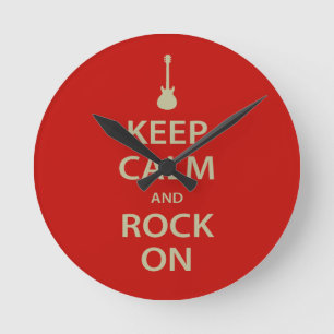 Keep Calm and Rock On! Round Clock