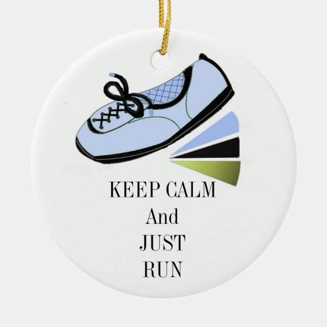 Keep Calm and Run Ceramic Ornament (Front)