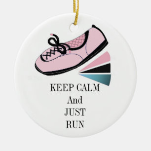 Keep Calm and Run Ceramic Ornament