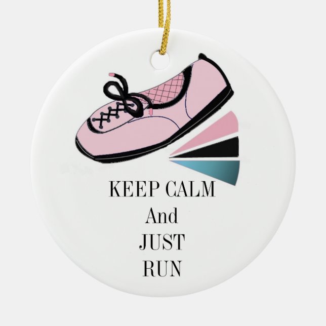 Keep Calm and Run Ceramic Ornament (Front)