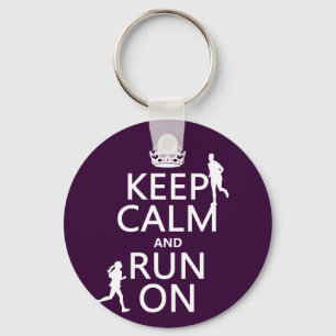Keep Calm and Run On (customizable colours) Keychain