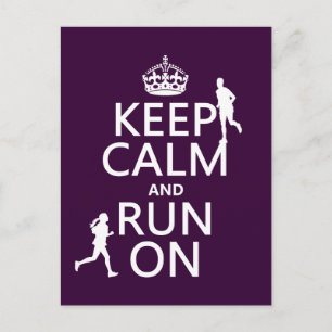 Keep Calm and Run On (customizable colours) Postcard