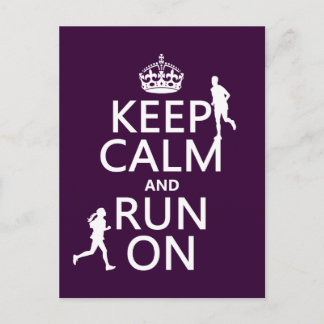 Keep Calm and Run On (customizable colours) Postcard