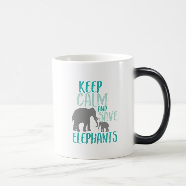 Keep Calm and Save Elephants Animal Activist Magic Mug (Right)