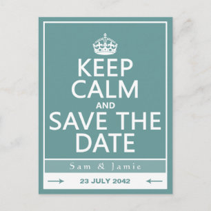 Keep Calm and Save the Date (fully customizable) Announcement Postcard