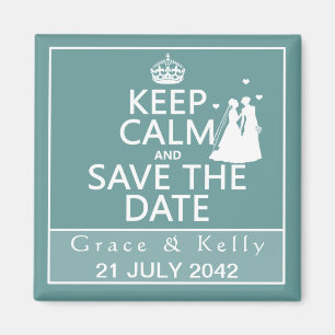 Keep Calm and Save The Date Lesbian Wedding Magnet
