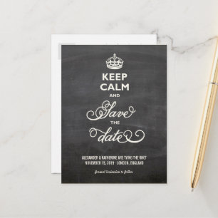 Keep Calm And Save The Date Retro Chalkboard Funny Announcement Postcard