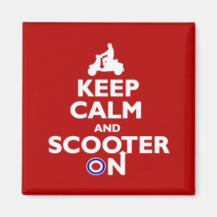 Keep calm and scooter on Red White Magnet