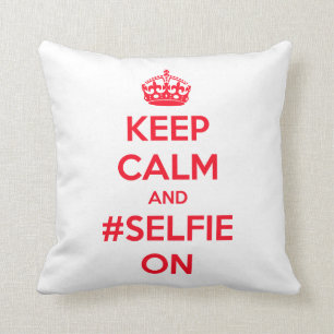 Keep calm and #selfie on throw pillow