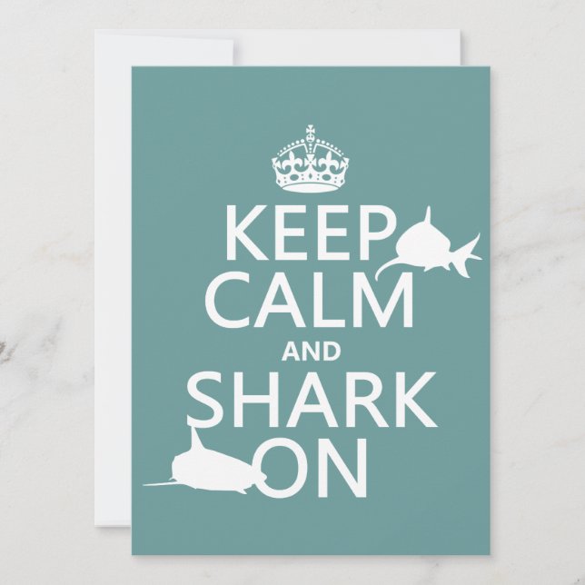 Keep Calm and Shark On (customizable colours) Invitation (Front)