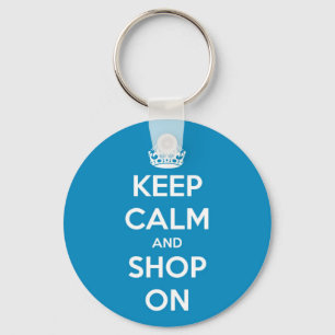 Keep Calm and Shop Bright Blue Keychain
