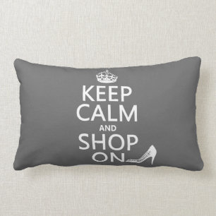 Keep Calm and Shop On - all colours Lumbar Pillow