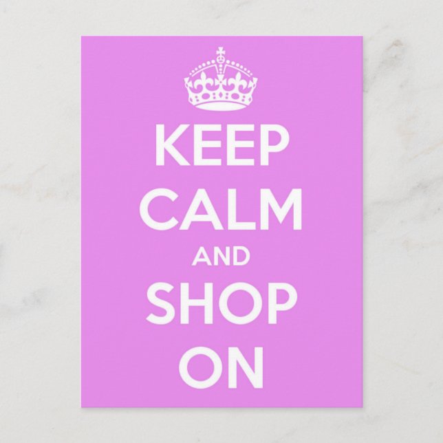 Keep Calm and Shop On Pink Postcard (Front)