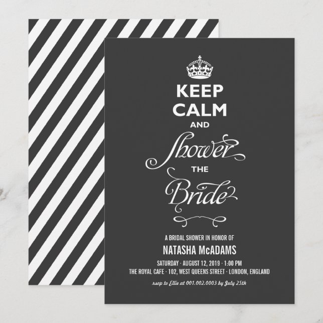 Keep Calm And Shower The Bride Funny Bridal Shower Invitation (Front/Back)