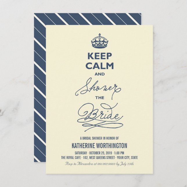 Keep Calm And Shower The Bride Funny Bridal Shower Invitation (Front/Back)