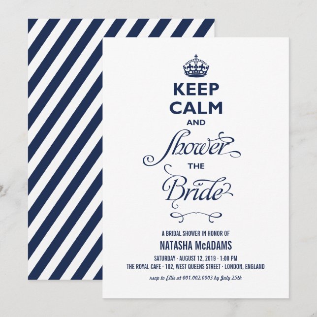 Keep Calm And Shower The Bride Funny Bridal Shower Invitation (Front/Back)