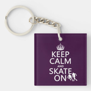 Keep Calm and Skate On (rollerskaters) Keychain