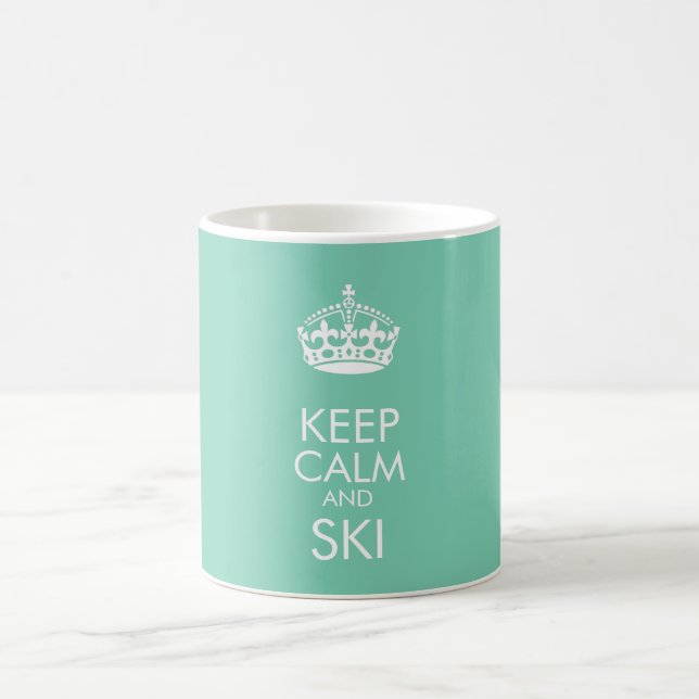 Keep calm and ski - customize text and color coffee mug (Center)