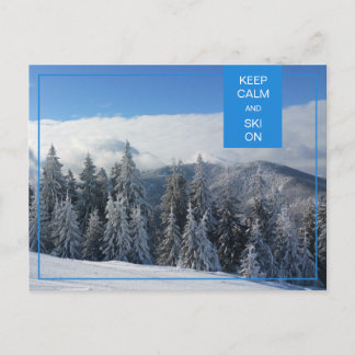 Keep Calm and Ski On Winter Holiday Mood Postcard