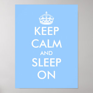 Keep calm and sleep on Baby blue nursery poster