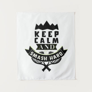 keep calm and smash hard: tennis gifts for players tapestry