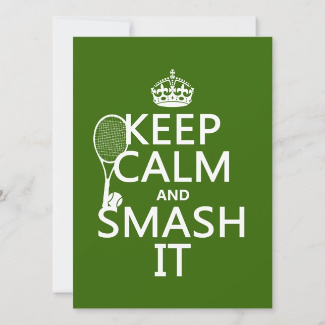 Keep Calm and Smash It (tennis)(any colour) Invitation (Front)