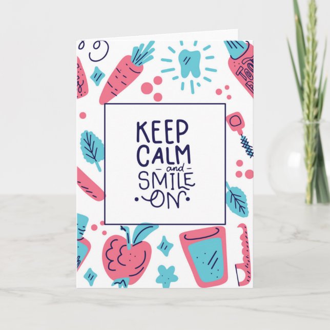 Keep Calm And Smile On | Cute Phrase Card (Front)