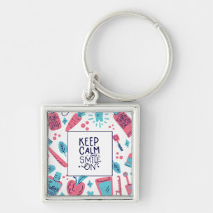 Keep Calm And Smile On Cute Phrase Keychain