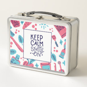 Keep Calm And Smile On Cute Phrase Metal Lunch Box