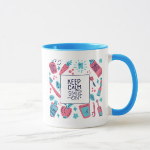 Keep Calm And Smile On   Cute Phrase Mug