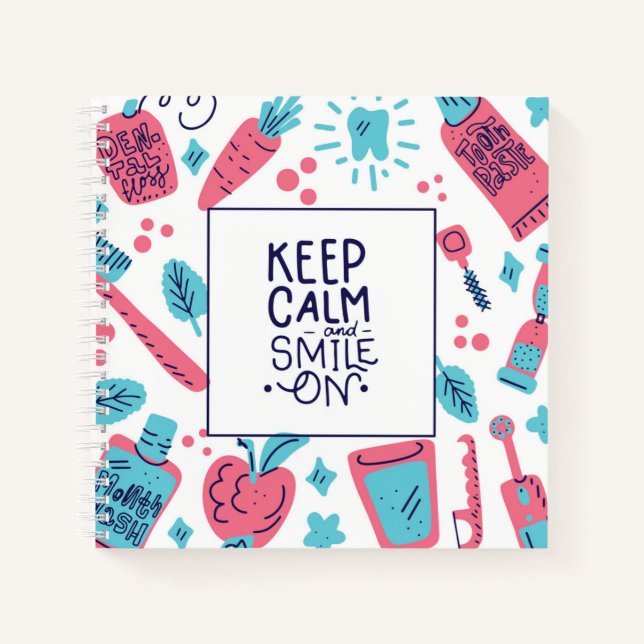Keep Calm And Smile On | Cute Phrase Notebook (Front)