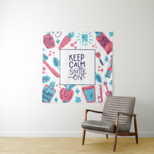 Keep Calm And Smile On Cute Phrase Tapestry