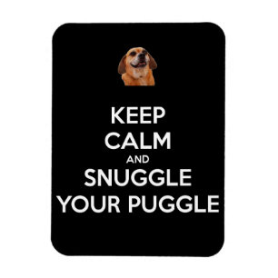 Keep Calm and Snuggle Your Puggle MAGNET - Black