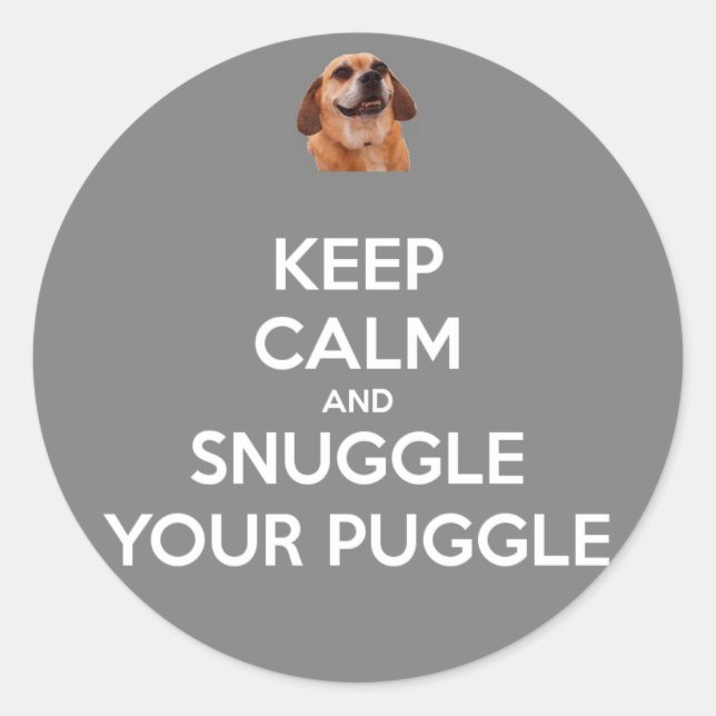 Keep Calm and Snuggle Your Puggle STICKER - Grey (Front)