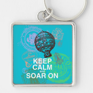 Keep Calm and Soar On fun art print Keychain